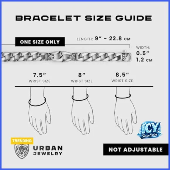 Stainless Steel Link Bracelet for Men, Lobster Claw Clasp, 9 Inch Length
